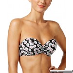 California Waves Women's Daisy Duke Strappy Bandeau Bikini Top Black White B07D9D6JK7
